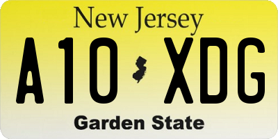 NJ license plate A10XDG