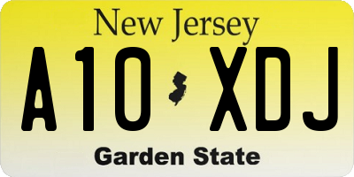 NJ license plate A10XDJ