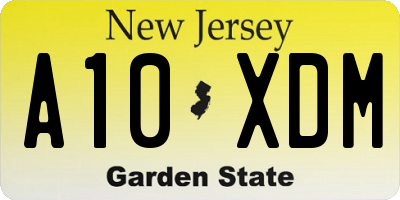 NJ license plate A10XDM
