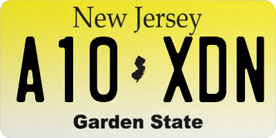 NJ license plate A10XDN