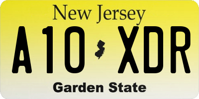 NJ license plate A10XDR