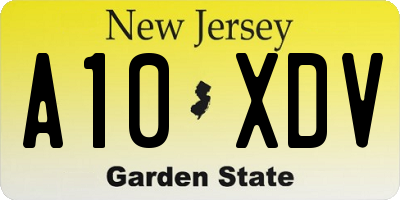 NJ license plate A10XDV