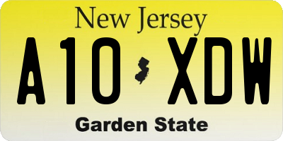 NJ license plate A10XDW