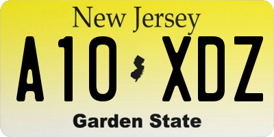 NJ license plate A10XDZ