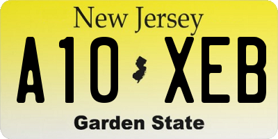 NJ license plate A10XEB