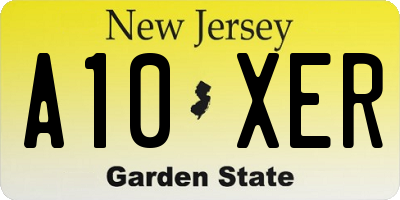 NJ license plate A10XER