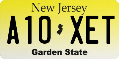 NJ license plate A10XET