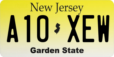 NJ license plate A10XEW