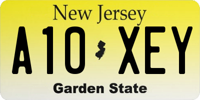 NJ license plate A10XEY
