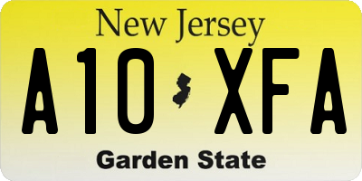 NJ license plate A10XFA