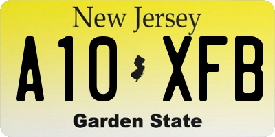 NJ license plate A10XFB