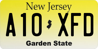 NJ license plate A10XFD