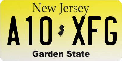 NJ license plate A10XFG