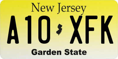 NJ license plate A10XFK