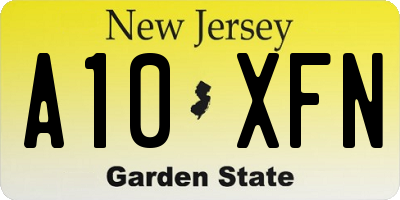 NJ license plate A10XFN