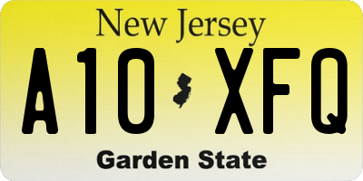 NJ license plate A10XFQ