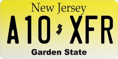 NJ license plate A10XFR