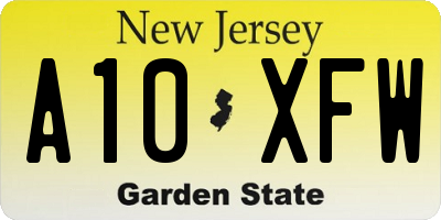 NJ license plate A10XFW