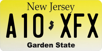 NJ license plate A10XFX