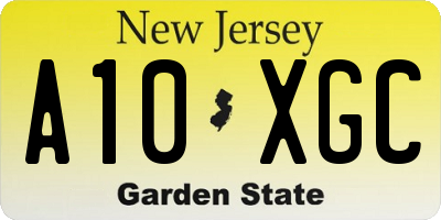 NJ license plate A10XGC