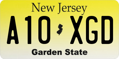 NJ license plate A10XGD
