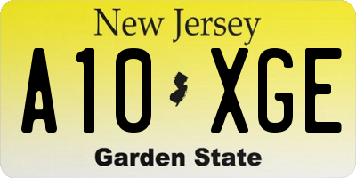 NJ license plate A10XGE