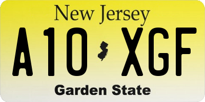 NJ license plate A10XGF