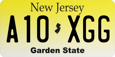NJ license plate A10XGG
