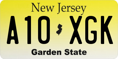 NJ license plate A10XGK
