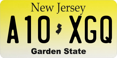 NJ license plate A10XGQ