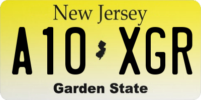 NJ license plate A10XGR