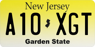 NJ license plate A10XGT