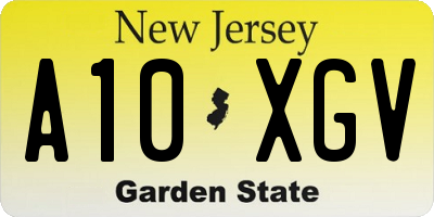 NJ license plate A10XGV