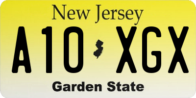 NJ license plate A10XGX