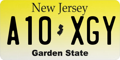 NJ license plate A10XGY