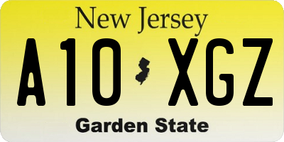NJ license plate A10XGZ