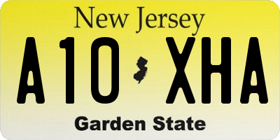 NJ license plate A10XHA