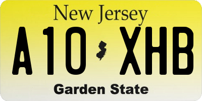 NJ license plate A10XHB