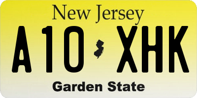 NJ license plate A10XHK