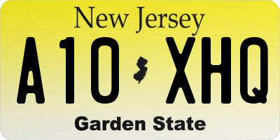 NJ license plate A10XHQ