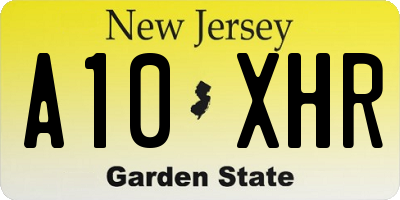 NJ license plate A10XHR