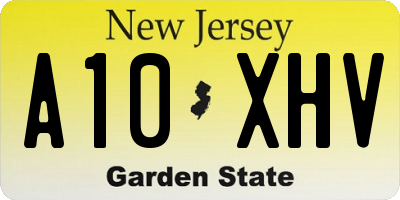 NJ license plate A10XHV