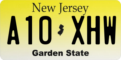 NJ license plate A10XHW