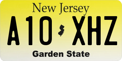 NJ license plate A10XHZ