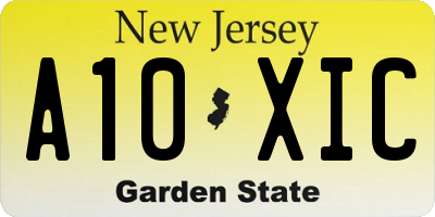 NJ license plate A10XIC