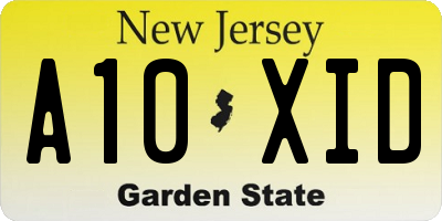 NJ license plate A10XID