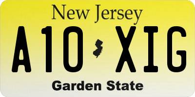 NJ license plate A10XIG