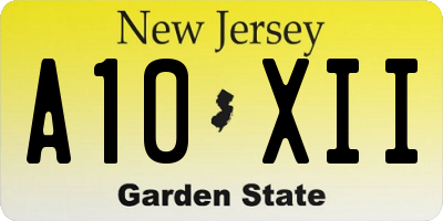 NJ license plate A10XII