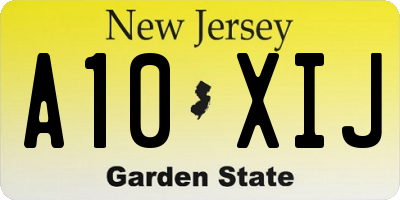 NJ license plate A10XIJ