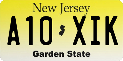 NJ license plate A10XIK